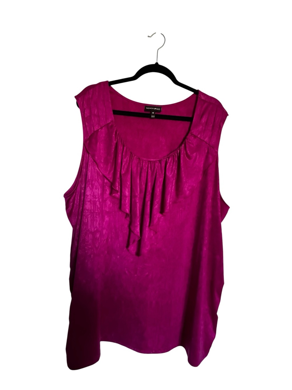 Fashion Bug Fuchsia Sleeveless Ruffle Front Blouse